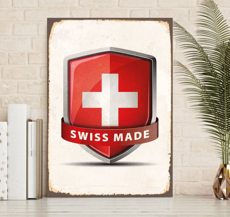 queence Metallbild »Swiss Made«, (1 St.), Stahlschilder von queence