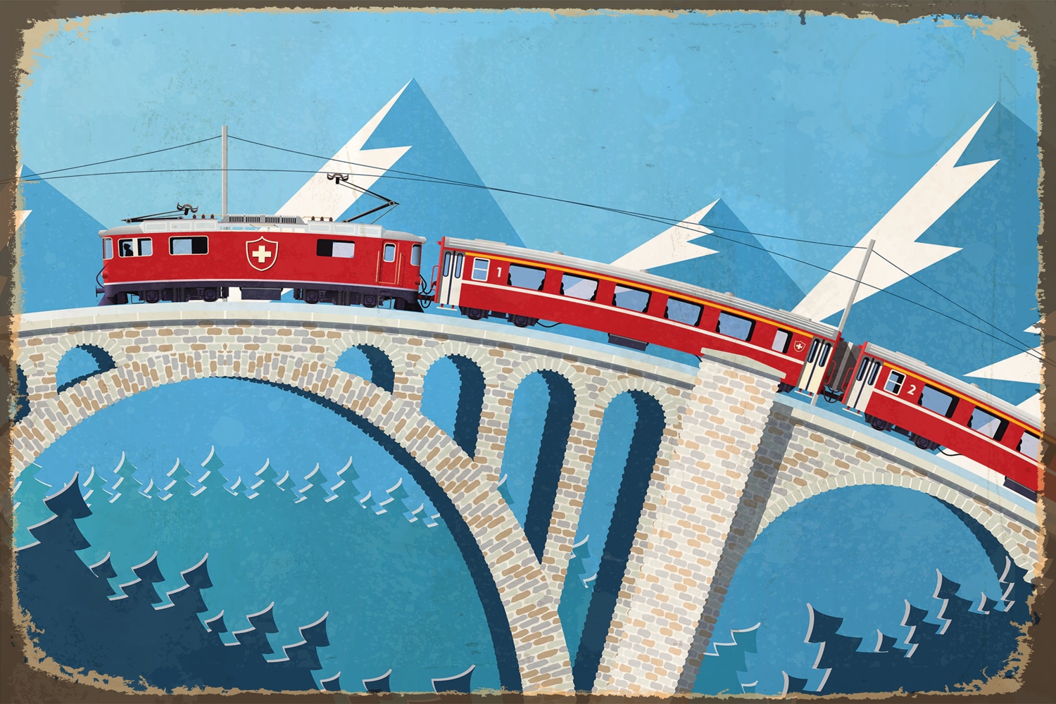 queence Metallbild »TRAIN«, Vintage-Schweiz-Zugbilder, Stahlschild, Blechschild, Schweiz queence Metallbild »TRAIN«, Vintage-Schweiz-Zugbilder, Stahlschild, Blechschild, Schweiz von queence
