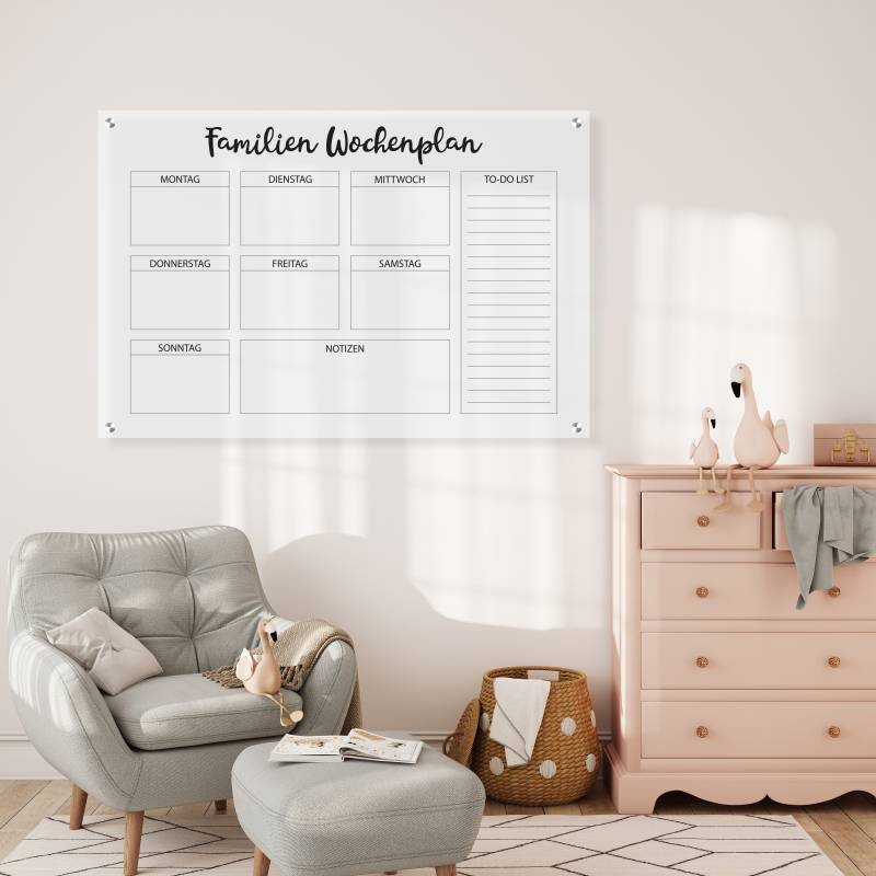 queence Wanddekoobjekt »Family«, (1 St.), Wochenplan, Familienkalender, Wandkalender, Acrylglas, zum beschriften von queence