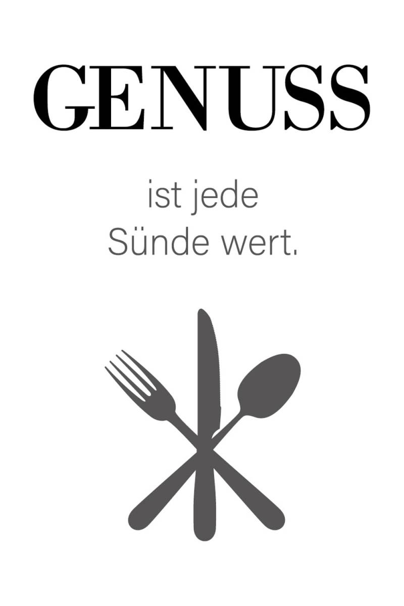 queence Wanddekoobjekt »GENUSS«, Stahlschild mit Spruch, Wanddekoration für Küche, Esszimmer, Partyraum von queence