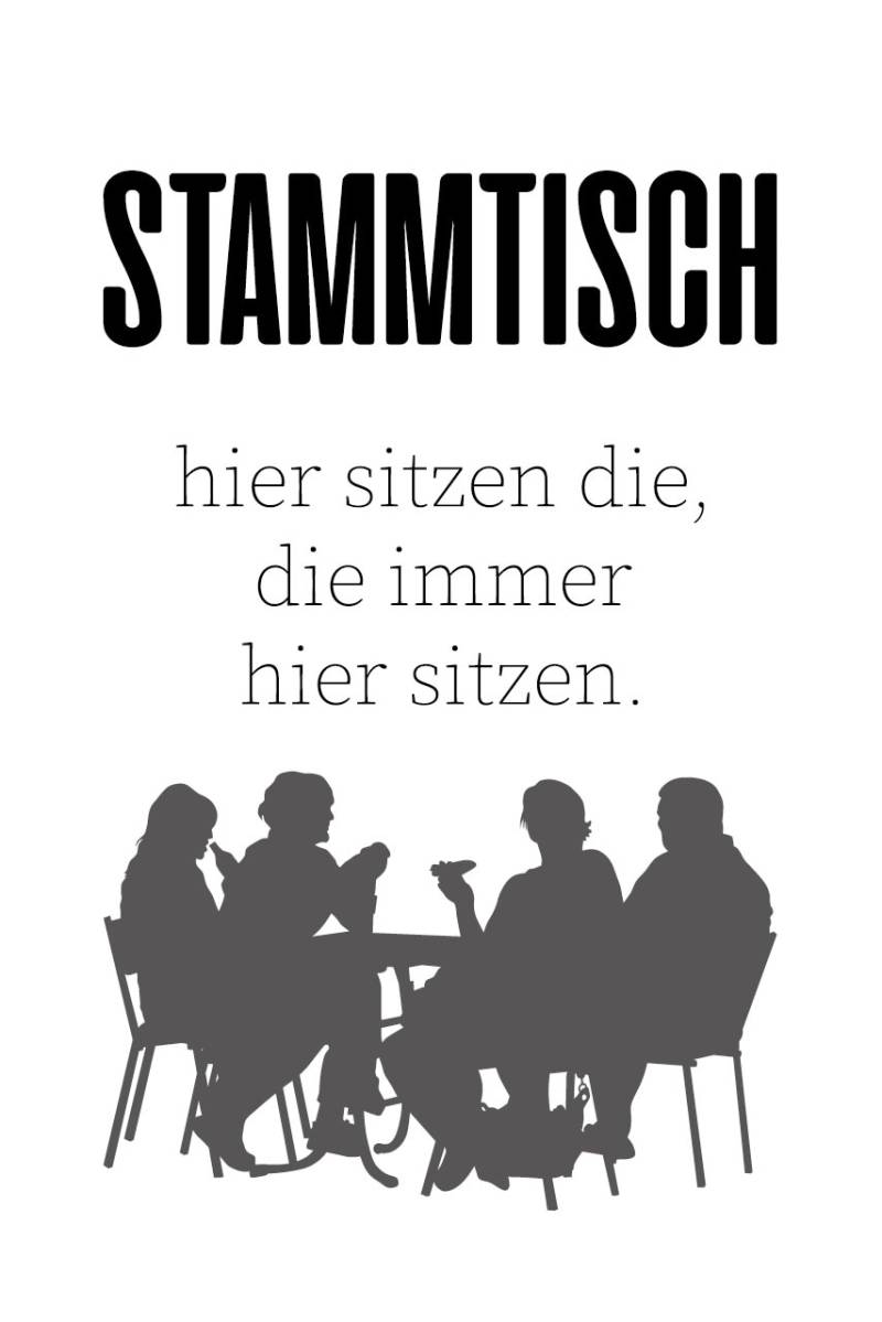 queence Wanddekoobjekt »STAMMTISCH«, Stahlschild mit Spruch, Wanddeko für Esszimmer, Pausen- u. Partyräume von queence