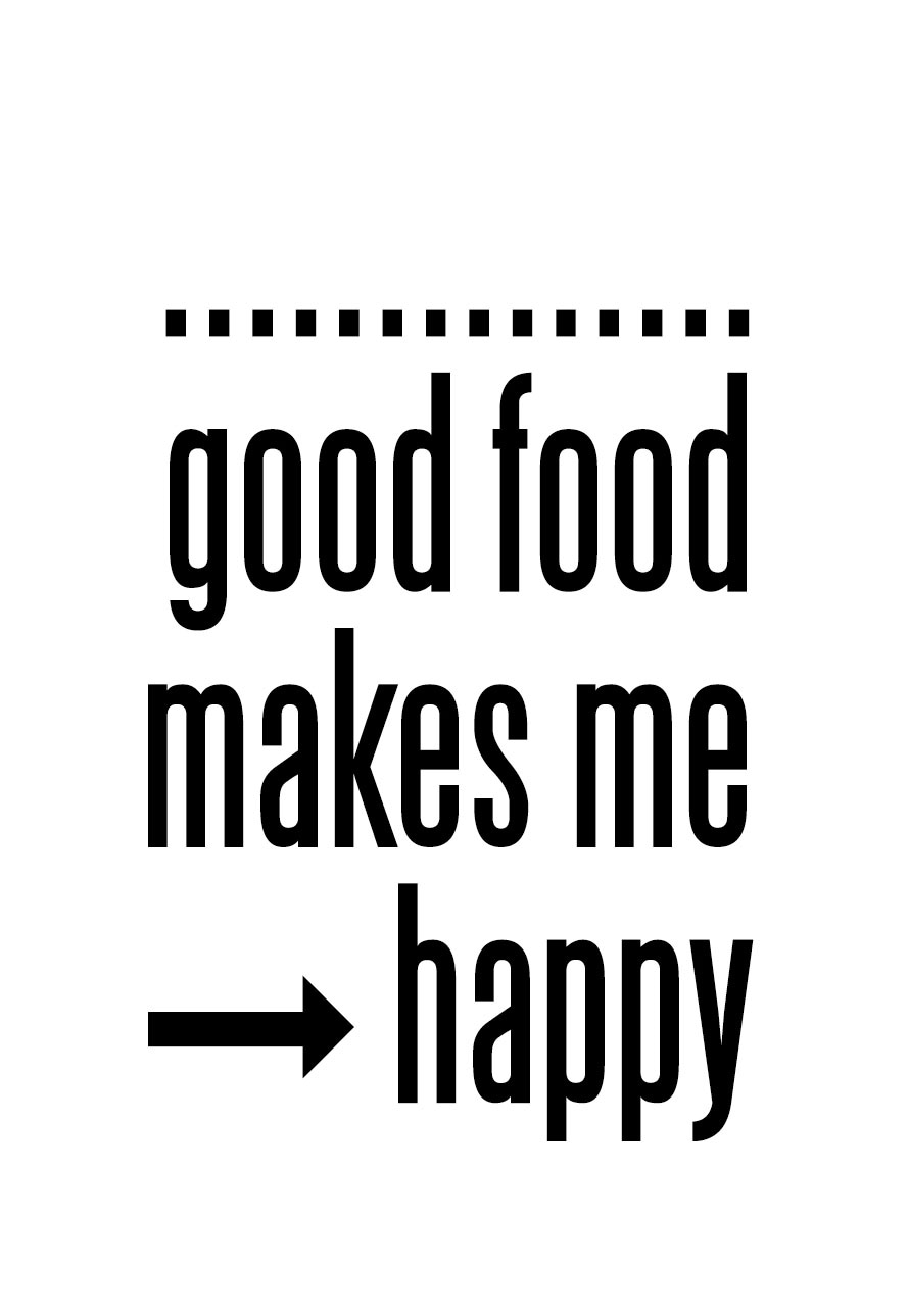 queence Wanddekoobjekt »Good food makes me - happy«, Schriftzug auf Stahlblech von queence