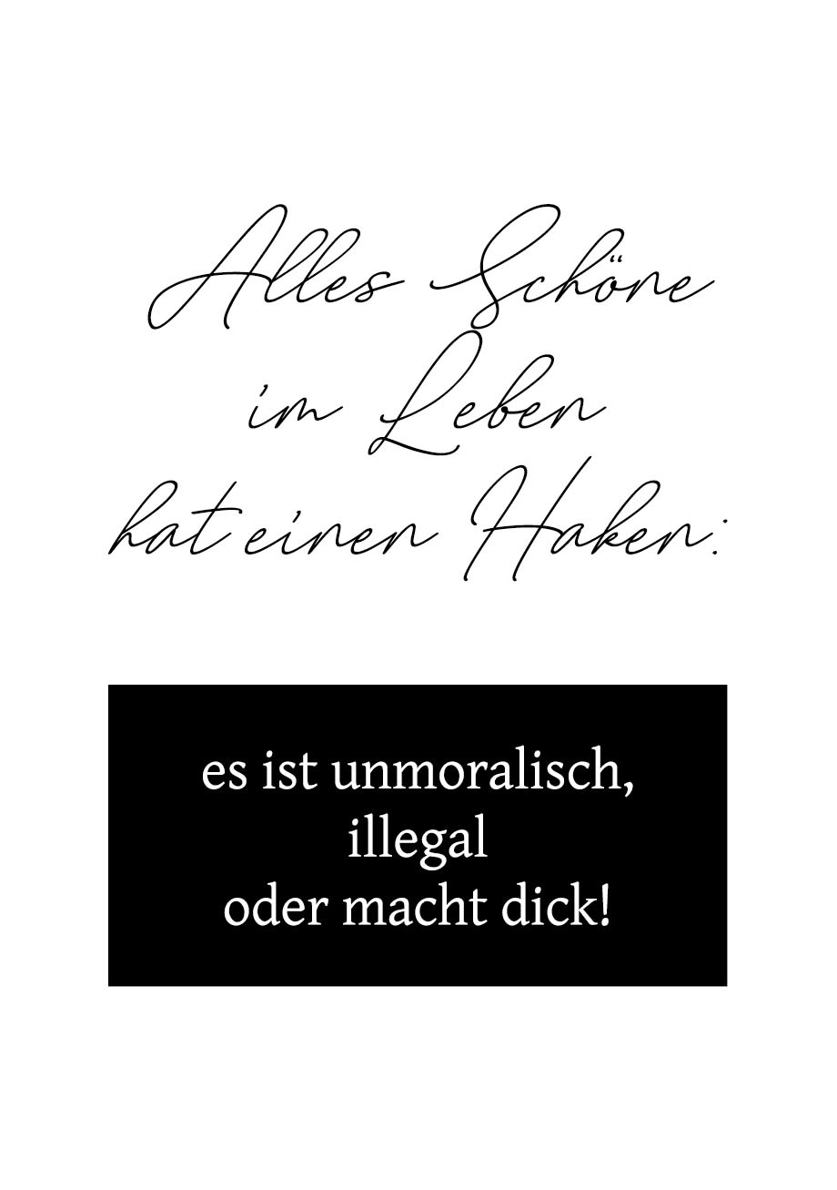 queence Wanddekoobjekt »Alles Schöne im Leben hat einen Haken: ...«, Schriftzug auf Stahlblech von queence