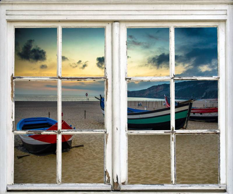 queence Wandsticker »Boote am Strand«, Wandsticker, Wandbild, selbstklebend, 3D, Fenster von queence