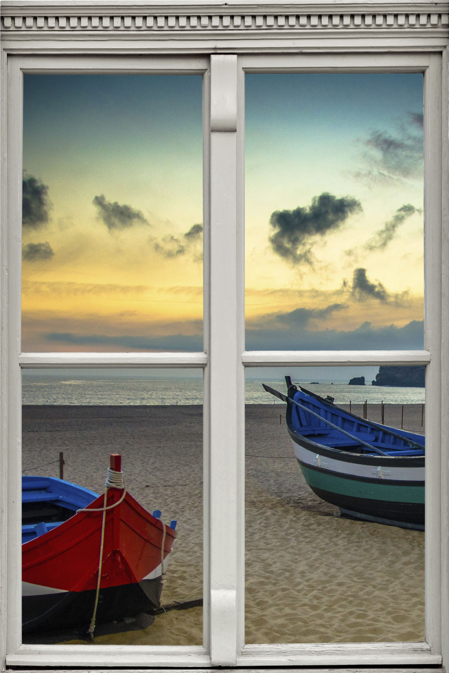 queence Wandsticker »Boote am Strand«, Wandsticker, Wandbild, selbstklebend, 3D, Fenster von queence