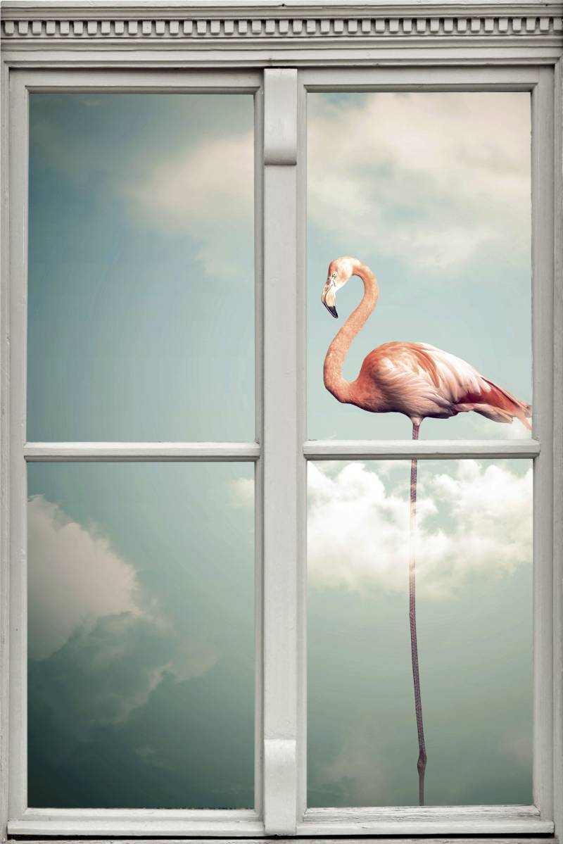 queence Wandsticker »Flamingo«, Wandsticker, Wandbild, selbstklebend, 3D, Fenster von queence