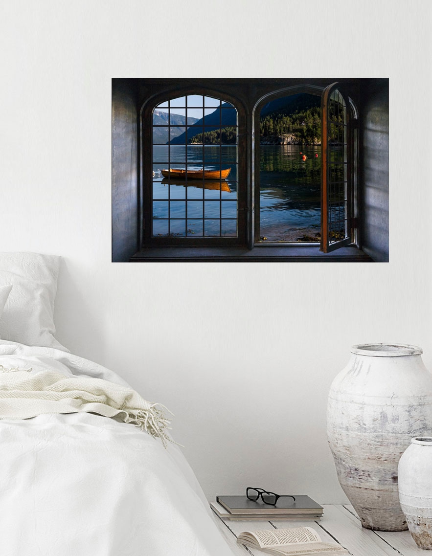 queence Wandsticker »Lago di Garda«, Wandsticker, Wandbild, selbstklebend, 3D, Fenster von queence