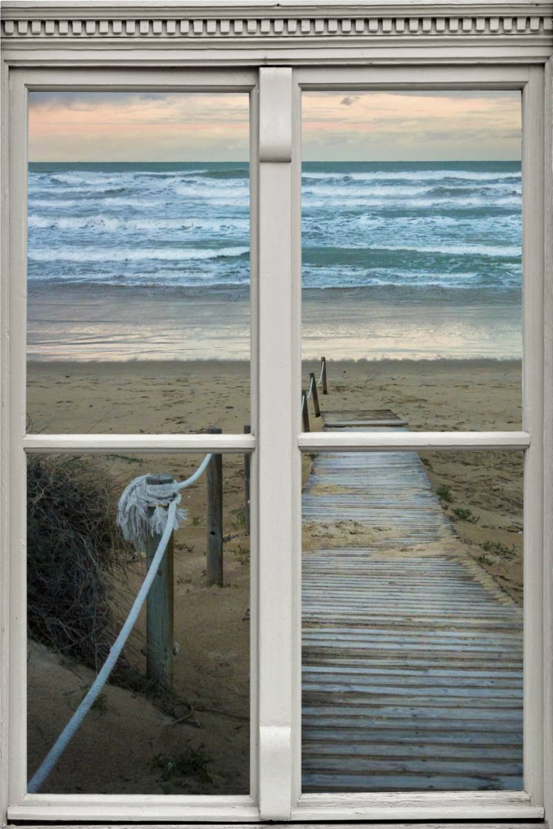 queence Wandsticker »Pfad zum Meer«, Wandsticker, Wandbild, selbstklebend, 3D, Fenster von queence