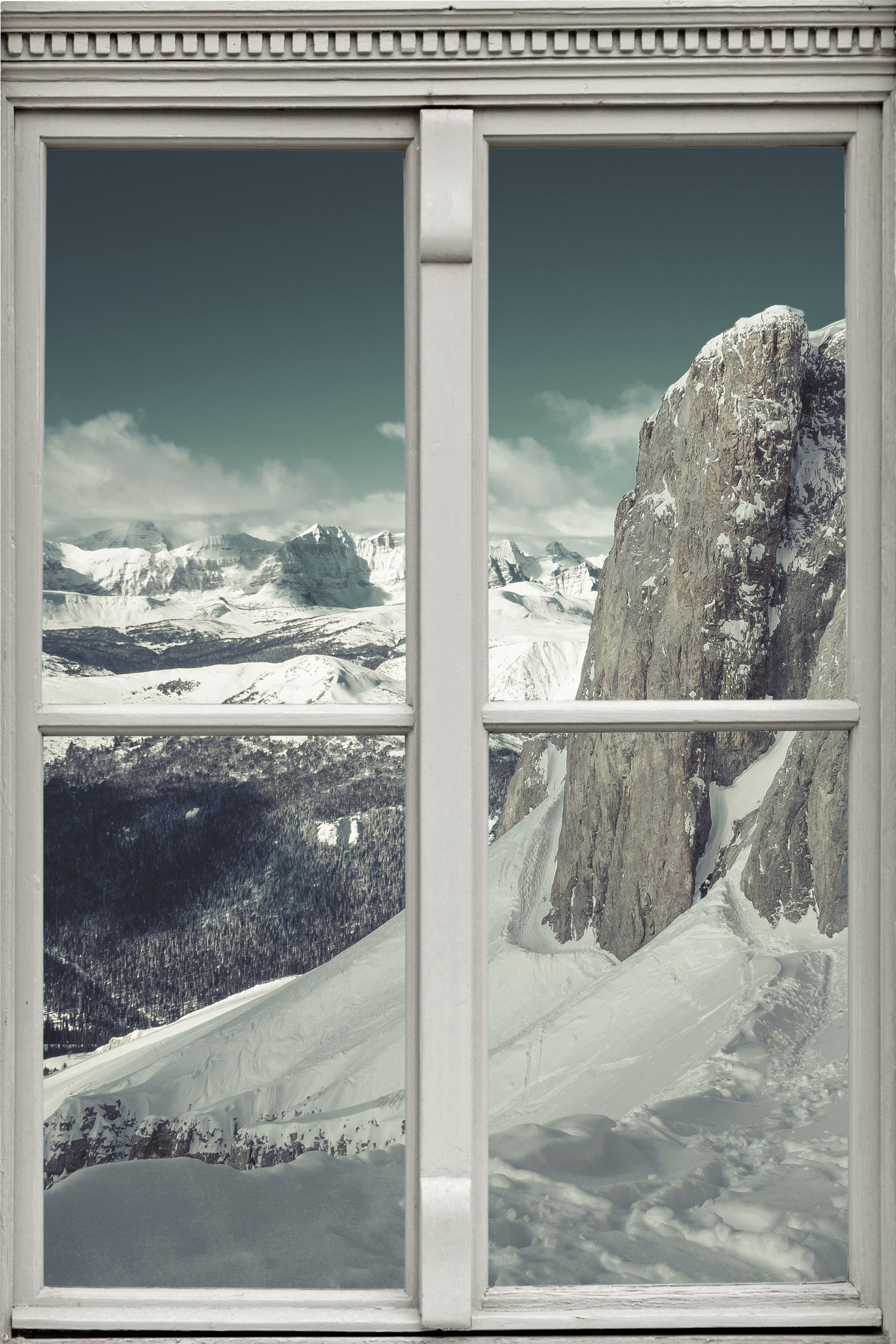 queence Wandsticker »Schneeberge«, Wandsticker, Wandbild, selbstklebend, 3D, Fenster von queence