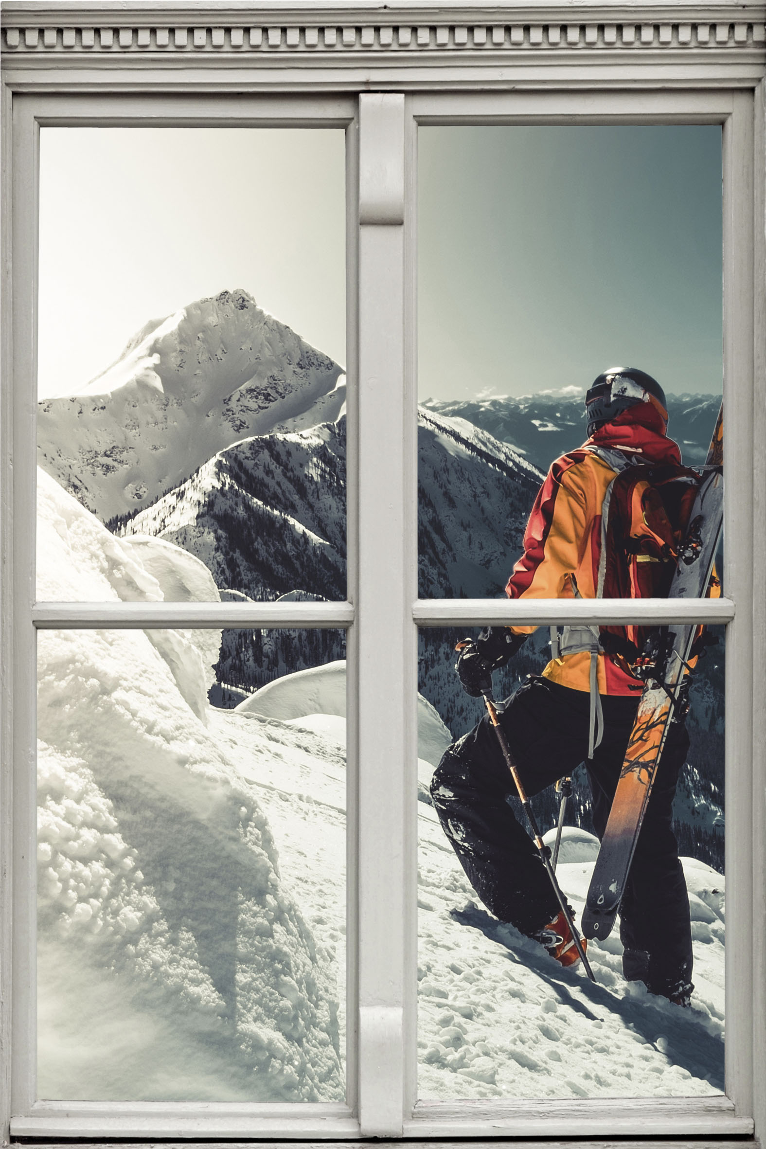 queence Wandsticker »Skifahrer«, Wandsticker, Wandbild, selbstklebend, 3D, Fenster von queence