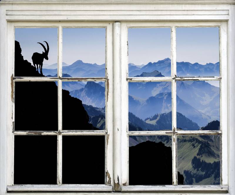 queence Wandsticker »Steinbock«, Wandsticker, Wandbild, selbstklebend, 3D, Fenster von queence