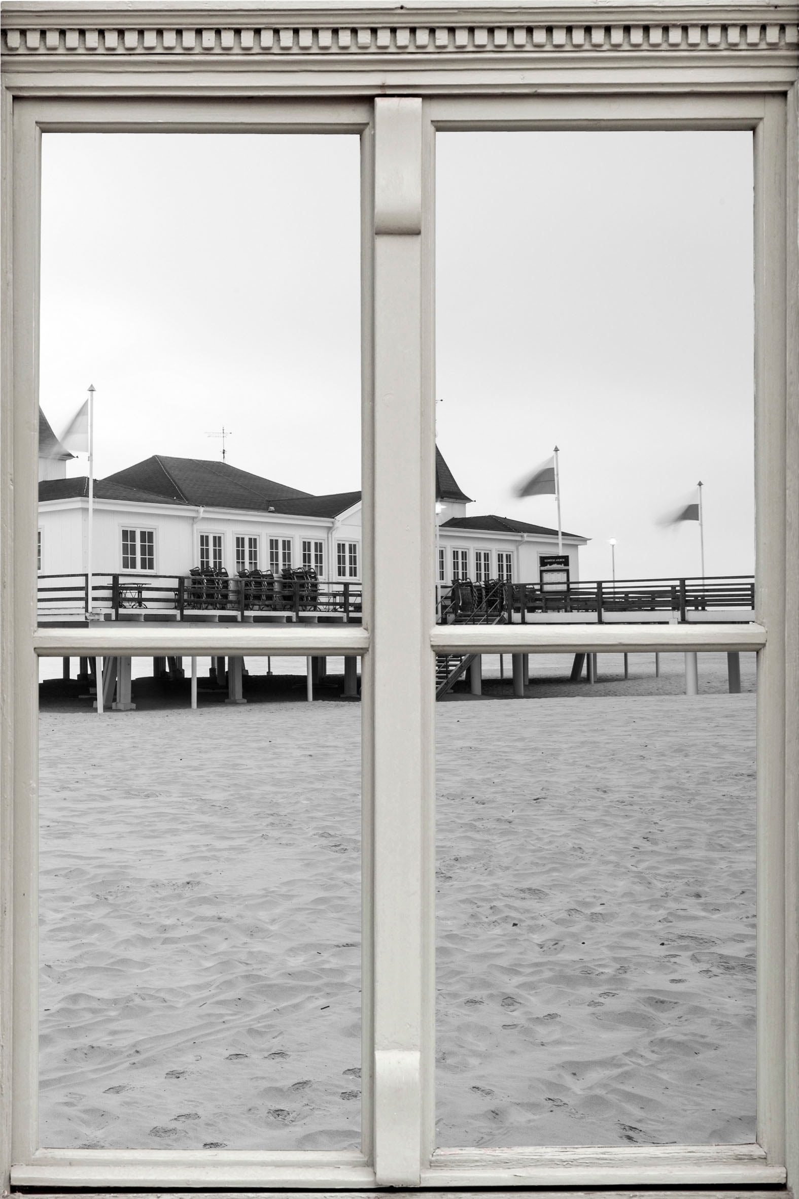 queence Wandsticker »Strandhaus«, Wandsticker, Wandbild, selbstklebend, 3D, Fenster von queence