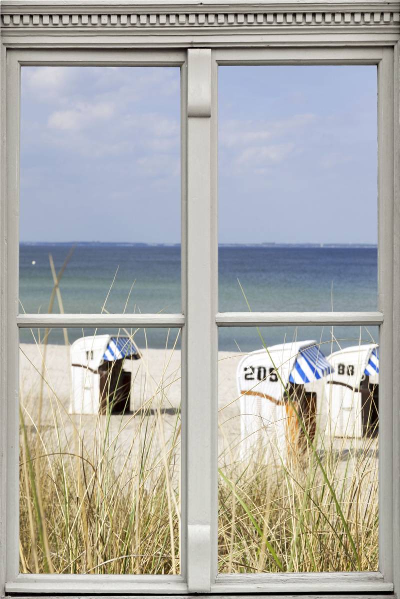 queence Wandsticker »Strandkörbe«, Wandsticker, Wandbild, selbstklebend, 3D, Fenster von queence