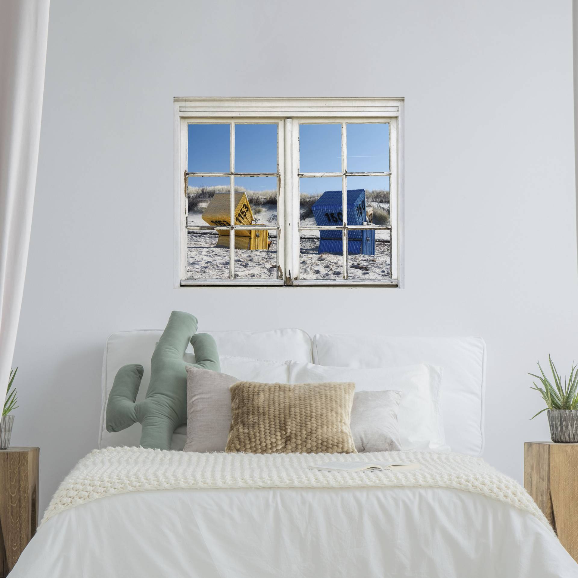 queence Wandsticker »Strandkörbe«, Wandsticker, Wandbild, selbstklebend, 3D, Fenster von queence