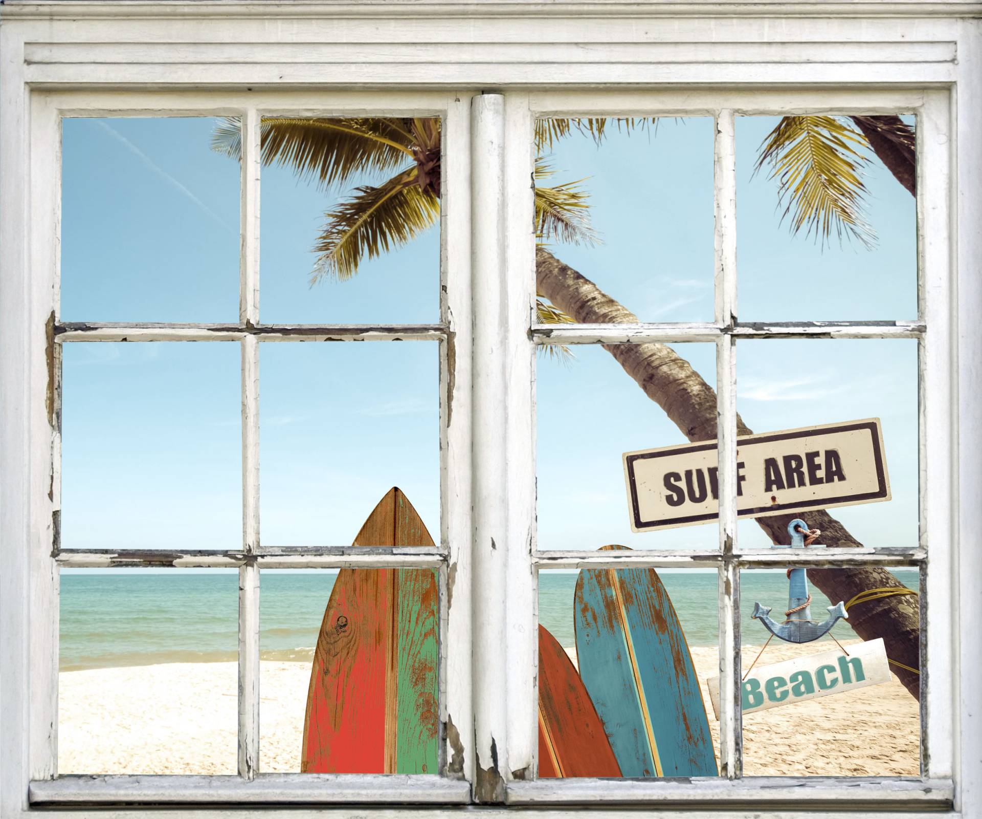 queence Wandsticker »Surf Area Beach« von queence