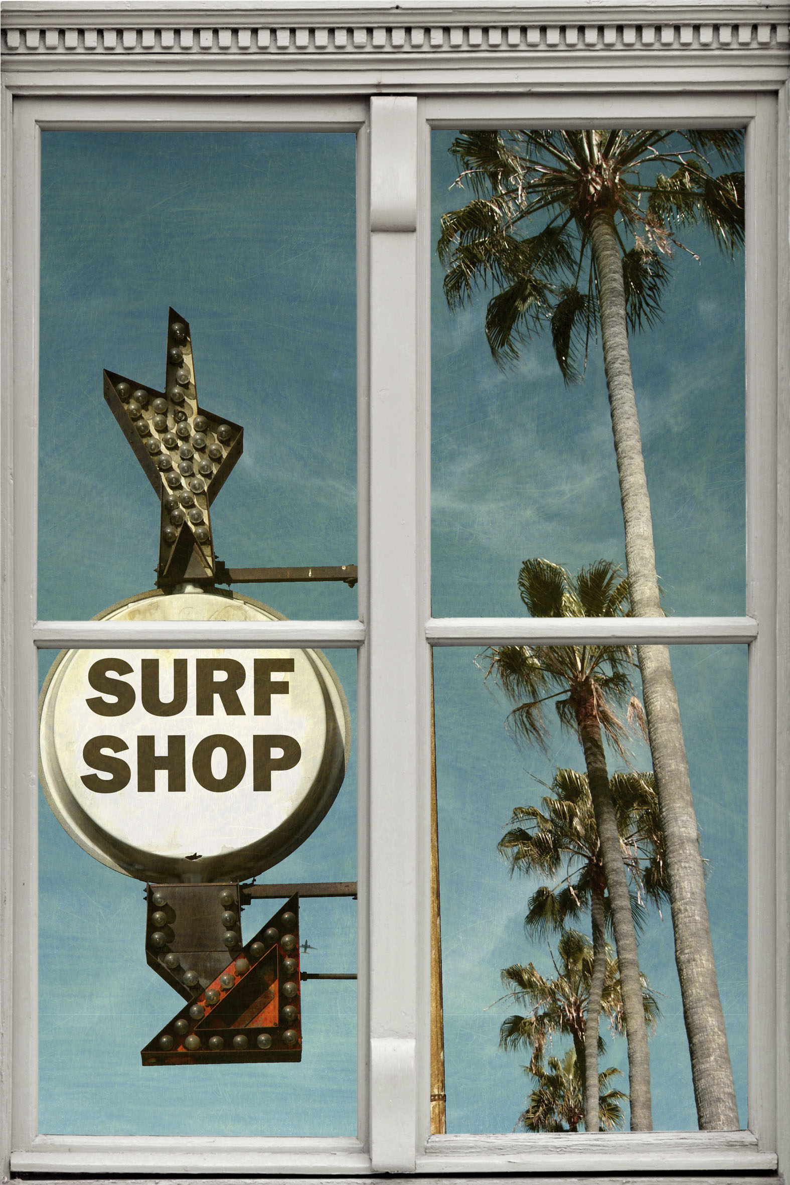 queence Wandsticker »Surf Shop«, Wandsticker, Wandbild, selbstklebend, 3D, Fenster von queence