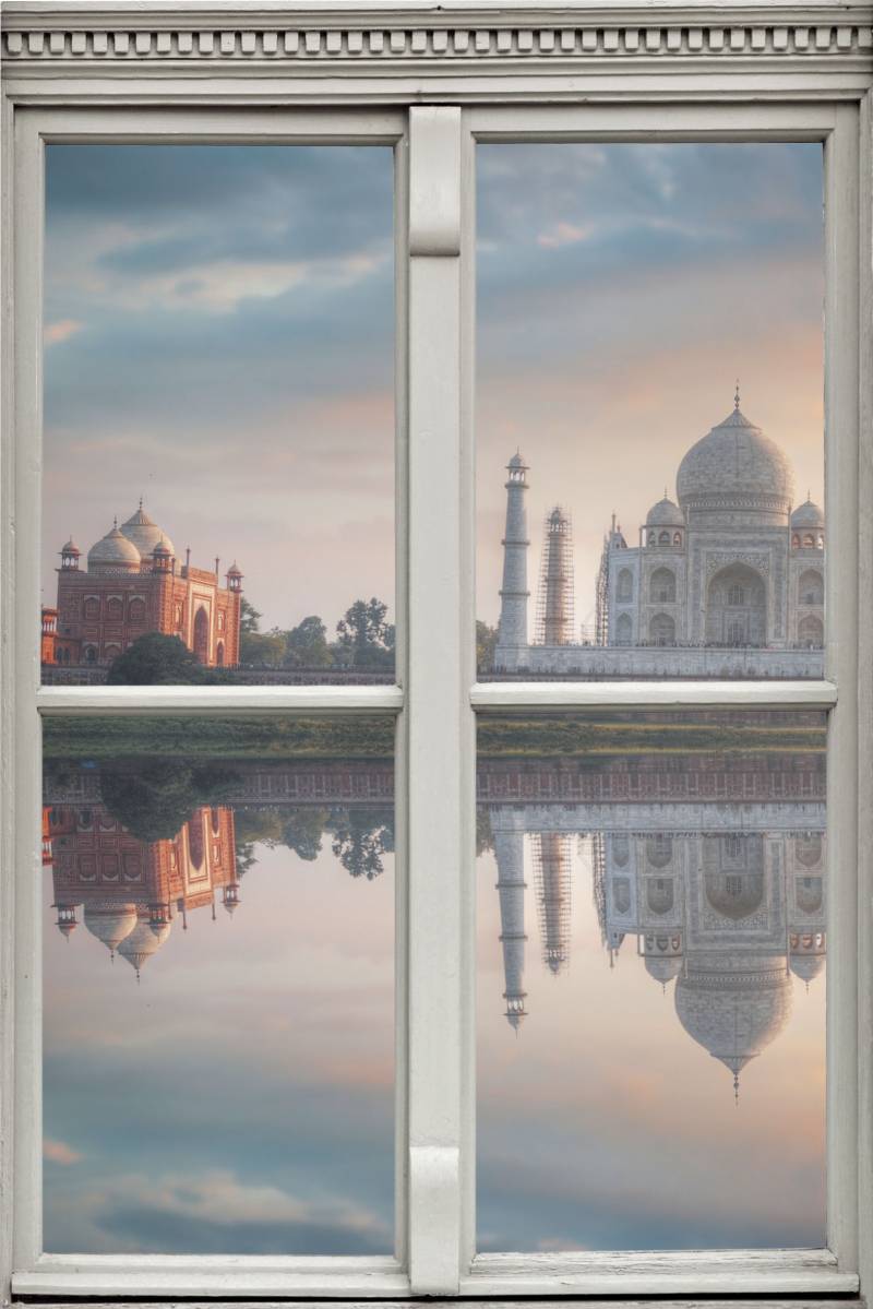 queence Wandsticker »Taj Mahal«, Wandsticker, Wandbild, selbstklebend, 3D, Fenster von queence