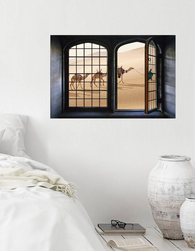 queence Wandsticker »Wüste«, Wandsticker, Wandbild, selbstklebend, 3D, Fenster von queence