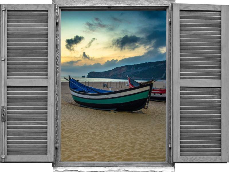 queence Wandtattoo »Boote am Strand«, (1 St.), Wandsticker, Wandbild, selbstklebend, 3D, Fenster von queence