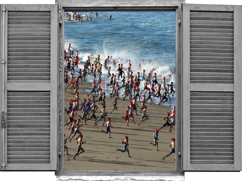 queence Wandtattoo »Menschen auf dem Weg ins«, (1 St.), Wandsticker, Wandbild, selbstklebend, 3D, Fenster von queence