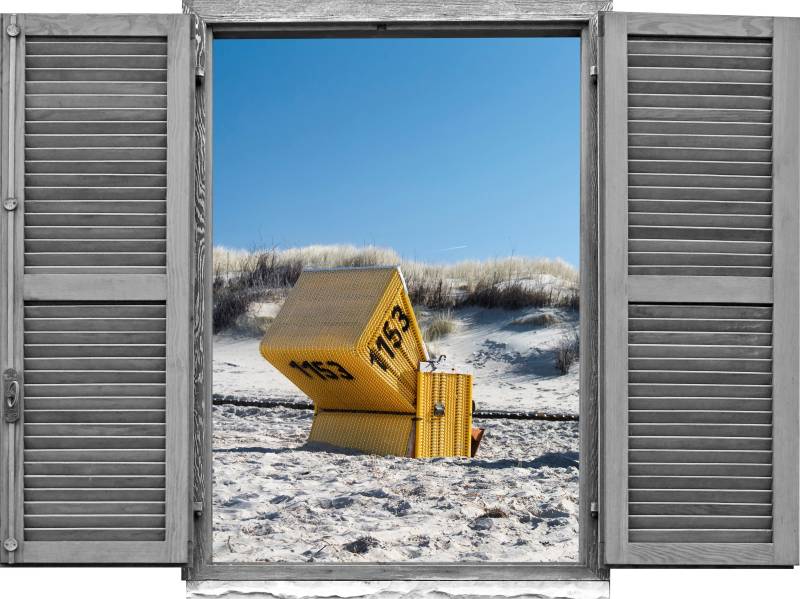 queence Wandtattoo »Strandkorb«, (1 St.), Wandsticker, Wandbild, selbstklebend, 3D, Fenster von queence