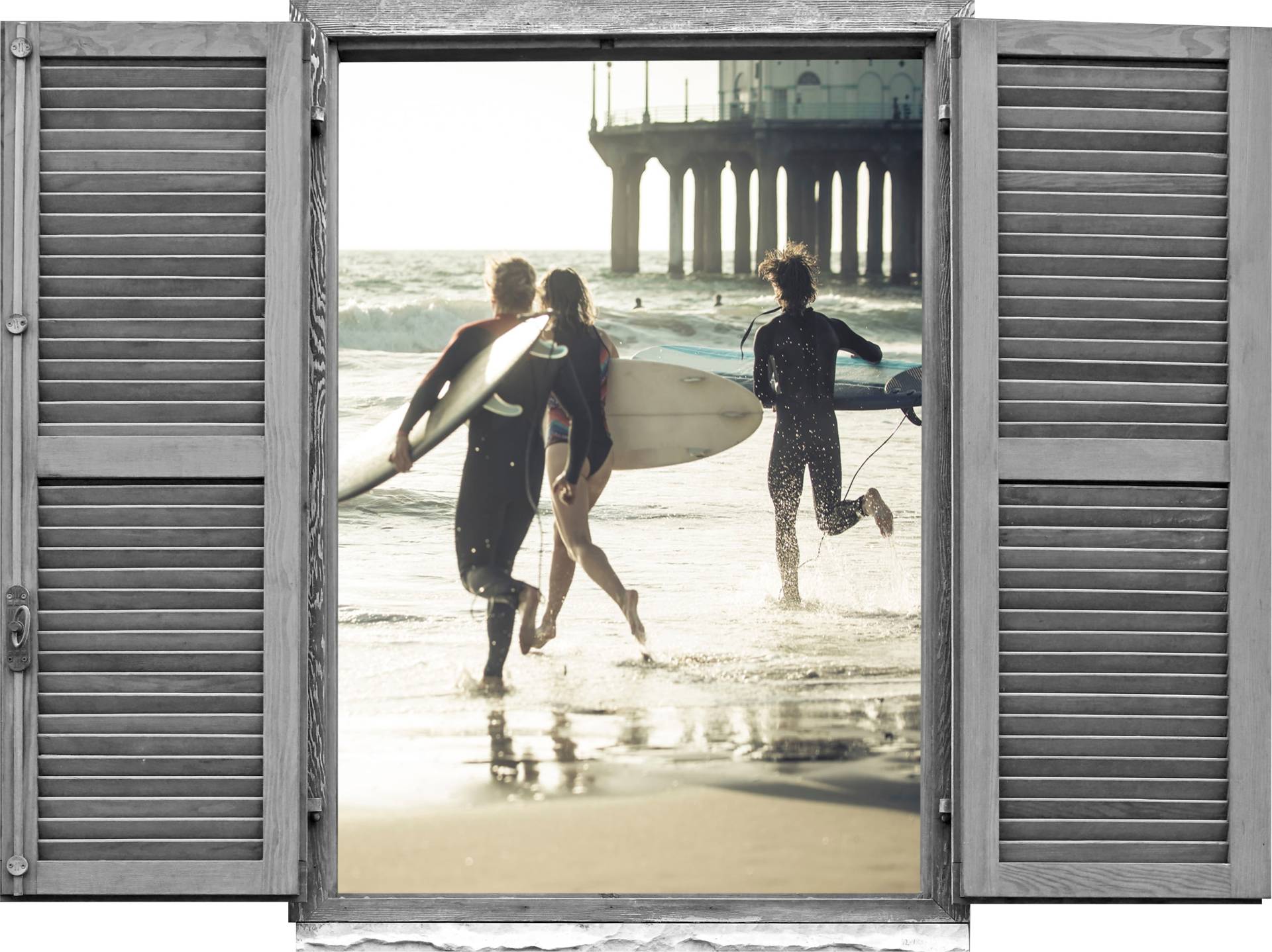 queence Wandtattoo »Surfer«, (1 St.), Wandsticker, Wandbild, selbstklebend, 3D, Fenster von queence