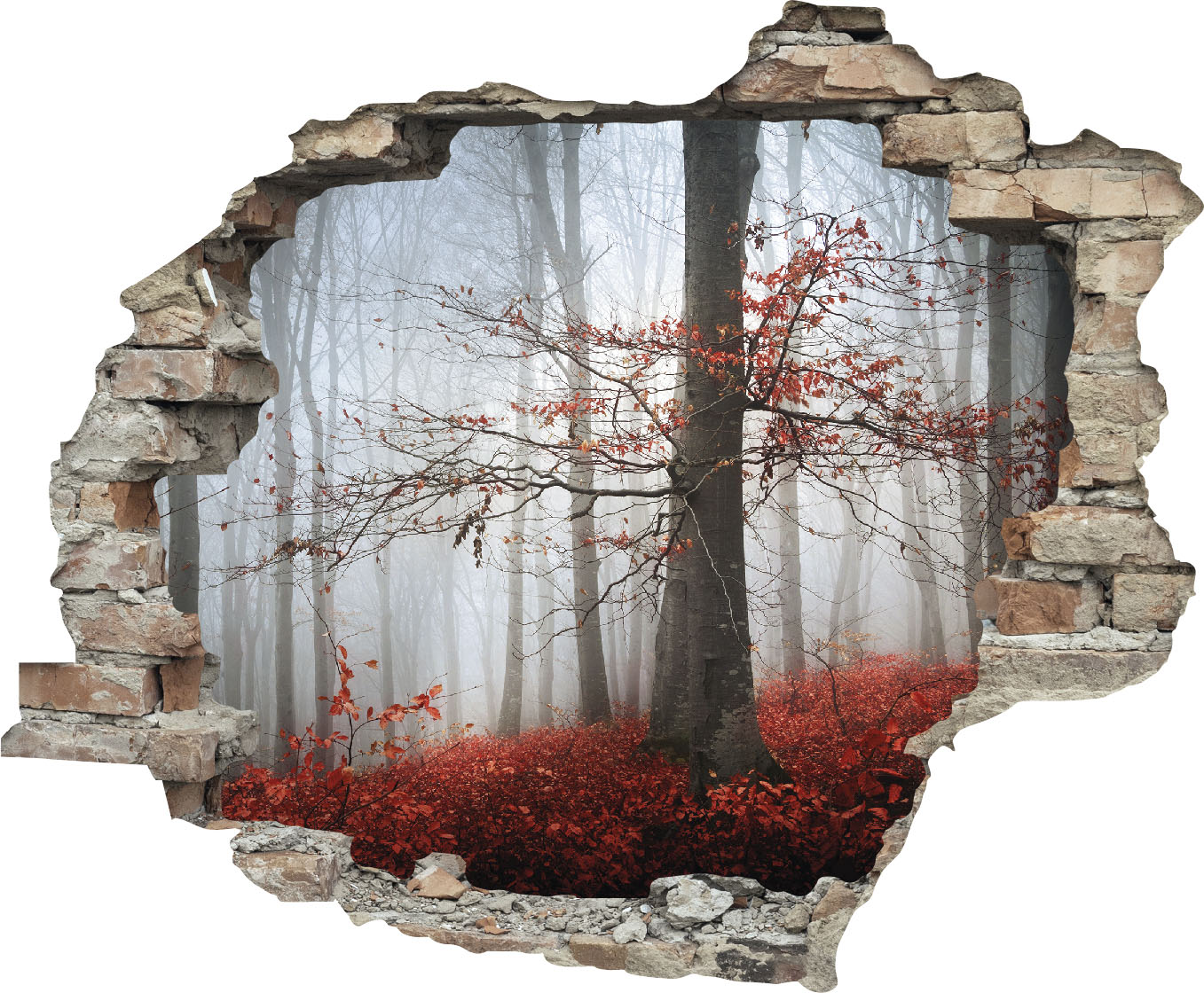 queence Wandtattoo »Wald im Herbst«, (1 St.), Wandsticker, Wandbild, selbstklebend, 3D, Wanddurchbruch von queence