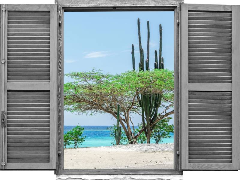 queence Wandtattoo »Wüsten und Strandlandsch«, (1 St.), Wandsticker, Wandbild, selbstklebend, 3D, Fenster von queence