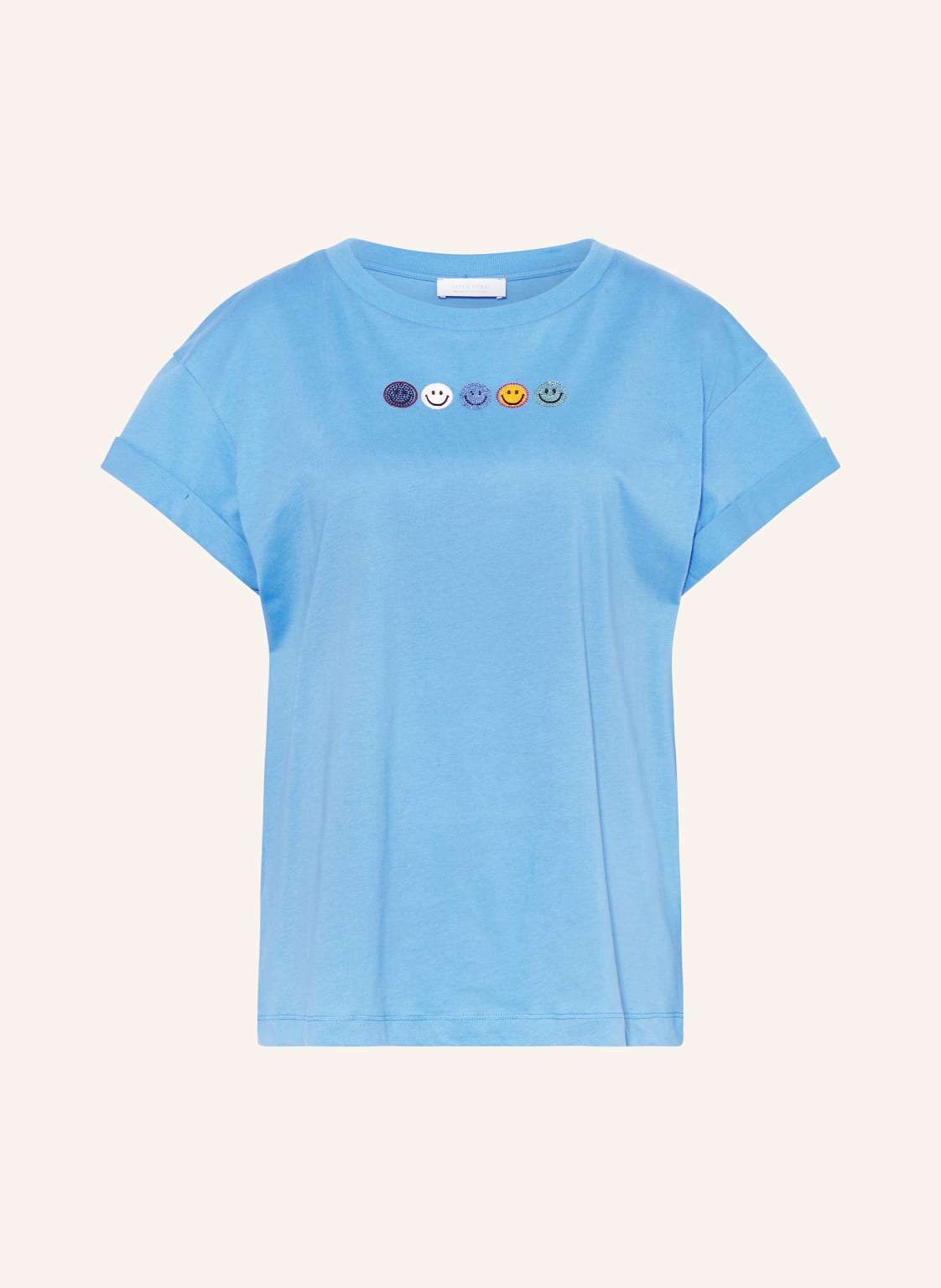 Rich&Royal T-Shirt Boyfriend Mit Schmucksteinen blau von rich&royal