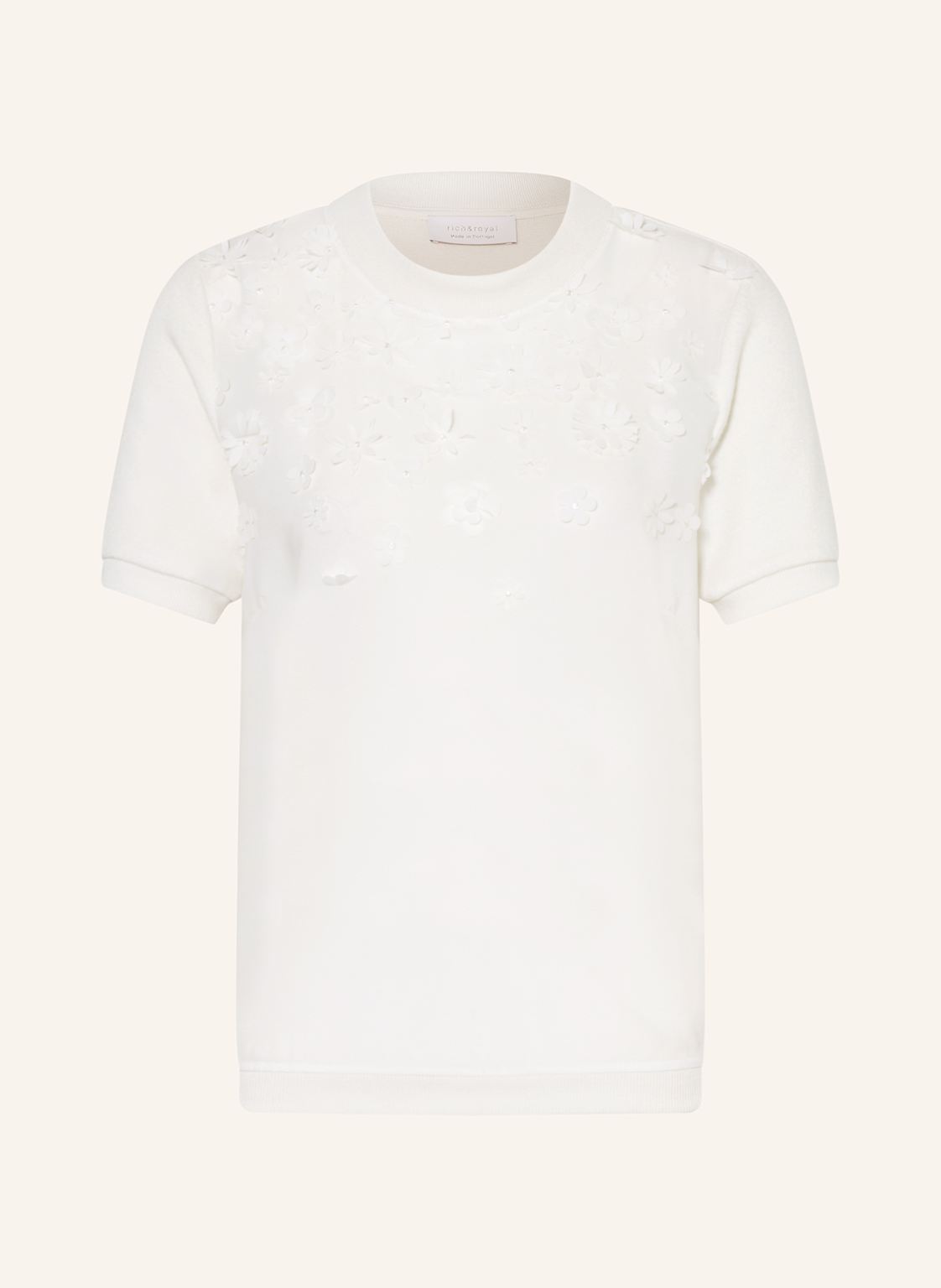 Rich&Royal T-Shirt Im Materialmix weiss von rich&royal