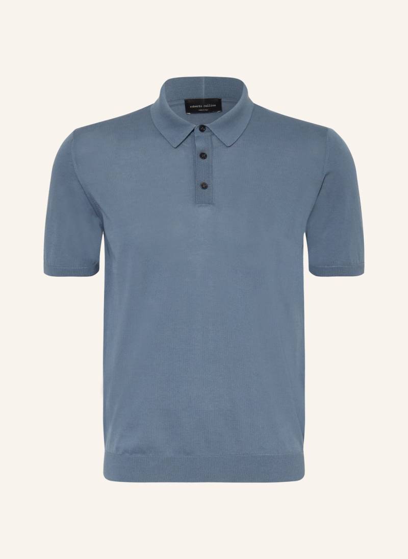 Roberto Collina Strick-Poloshirt blau von roberto collina