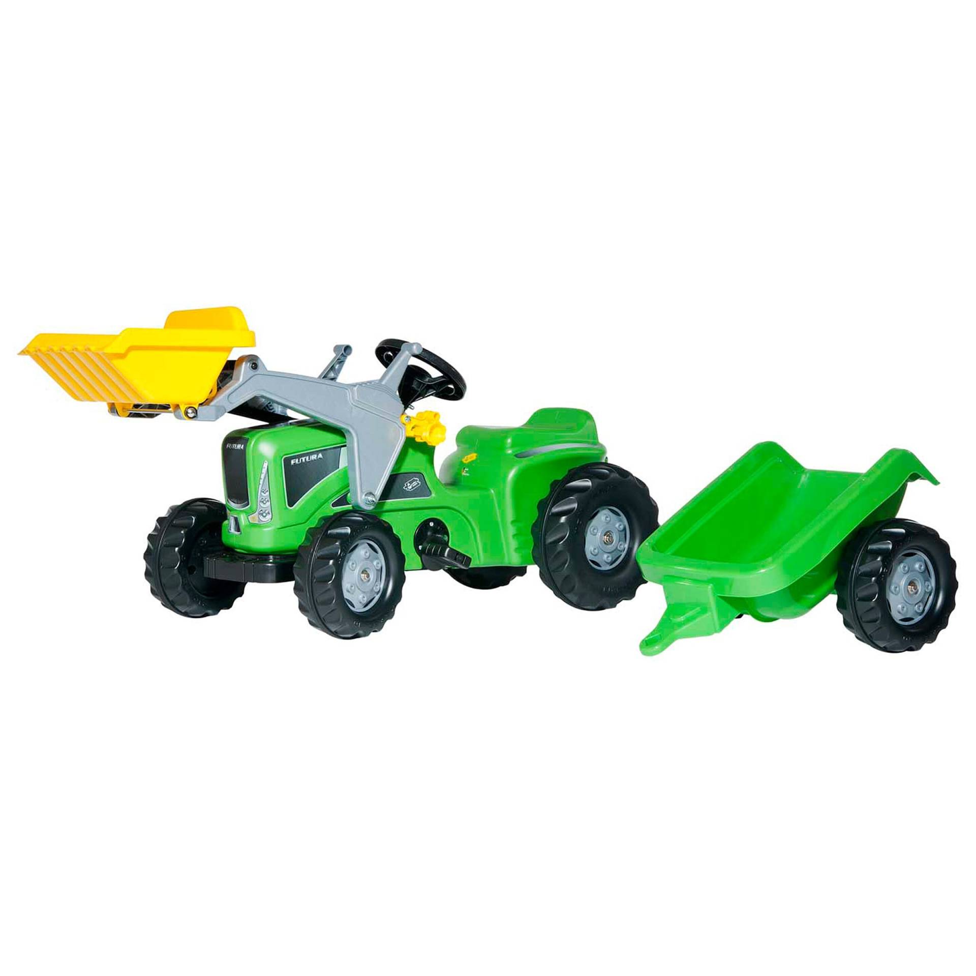 Trettraktor rollyKiddy Futura mit Frontlader und Anhänger von rolly toys