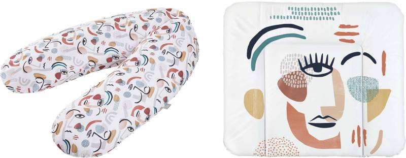 Rotho Babydesign Wickelauflage »Modern Art«, (Set, 2 tlg.), breit, inklusive Stillkissen Multi; Made in Europe von rotho babydesign