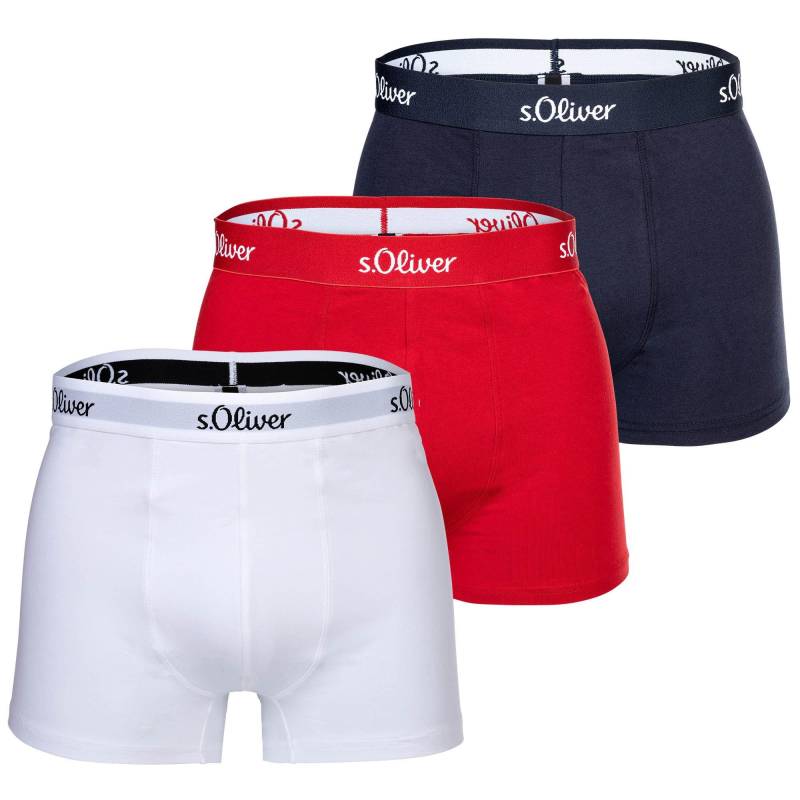 Boxershort 3er Pack Stretch Herren Rot Bunt L von s. Oliver