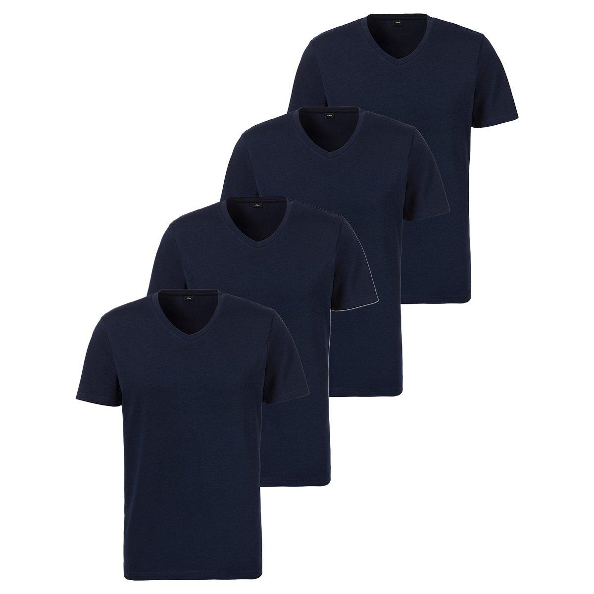 s. Oliver - 4er Pack Basic Unterhemd / Shirt Kurzarm, für Herren, Marine, Größe M von s. Oliver