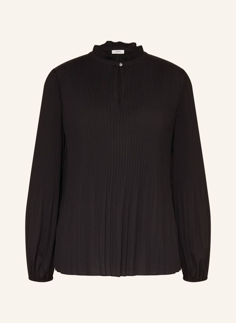 S.Oliver Black Label Blusenshirt Aus Plissee schwarz von s.Oliver BLACK LABEL