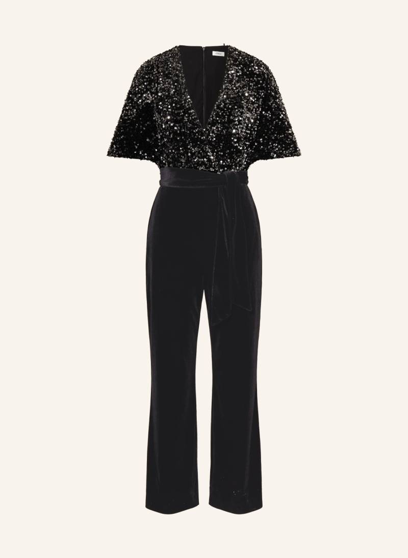 S.Oliver Black Label Jumpsuit Im Materialmix Mit Pailletten schwarz von s.Oliver BLACK LABEL