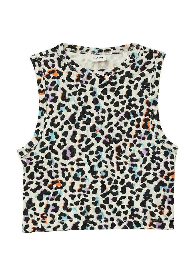 s.Oliver Junior Ripptanktop, aus Rippware und mit grafischem Muster von s.Oliver Junior