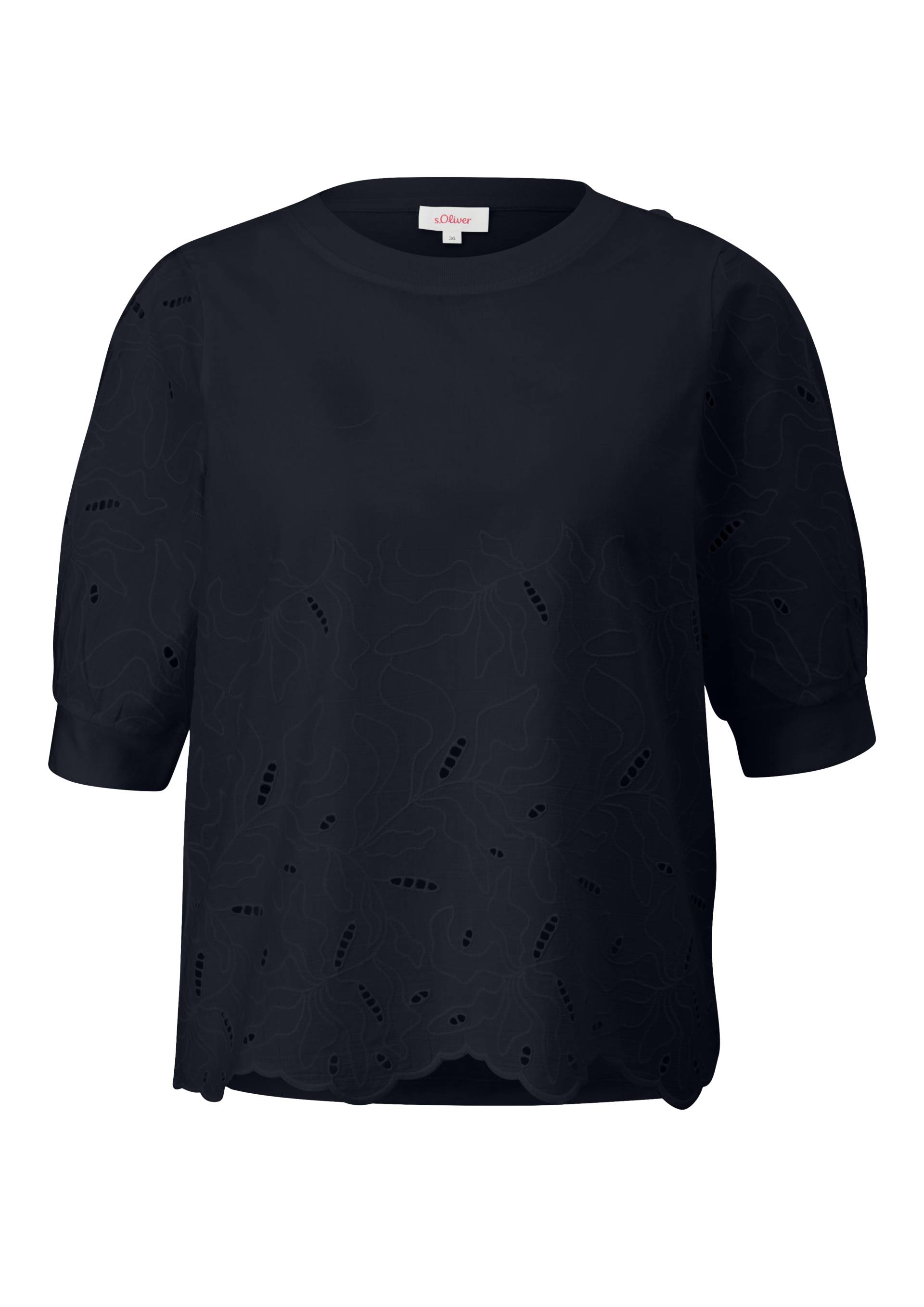 s.Oliver Blusenshirt, mit Stickerei in semitransparenter Optik s.Oliver Blusenshirt, mit Stickerei in semitransparenter Optik von s.Oliver