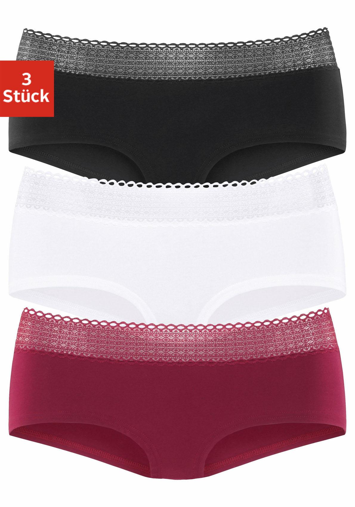 s.Oliver Panty, (3er-Pack), aus elastischer Baumwoll-Qualität mit grafischer Spitze von s.Oliver