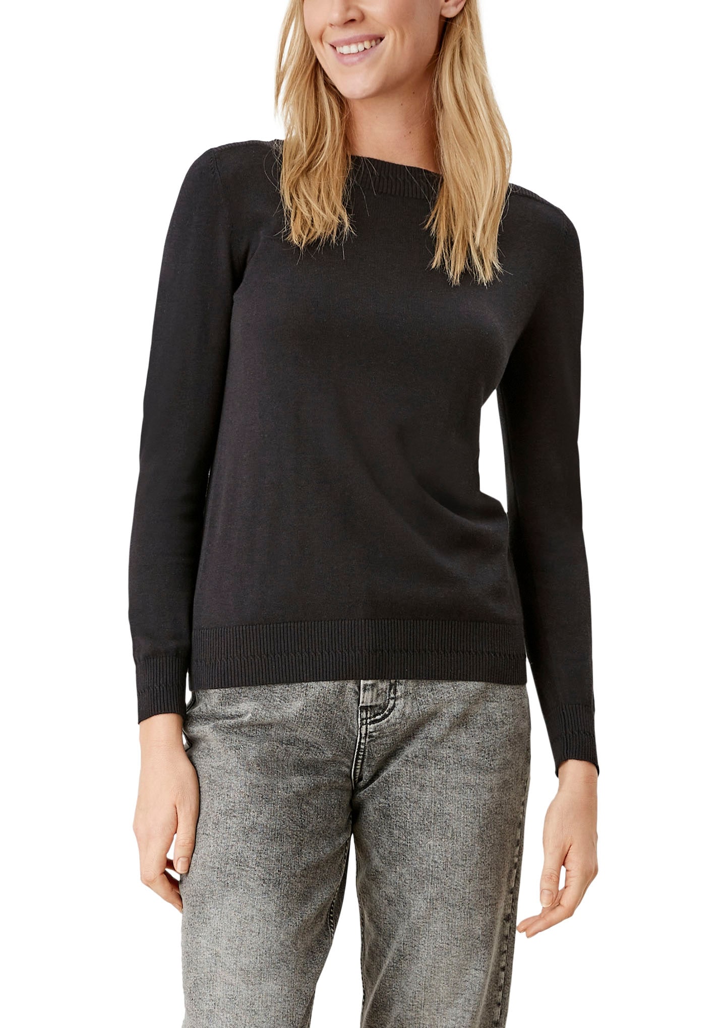 s.Oliver Strickpullover, mit dekorativer Rippblende am Ausschnitt s.Oliver Strickpullover, mit dekorativer Rippblende am Ausschnitt von s.Oliver