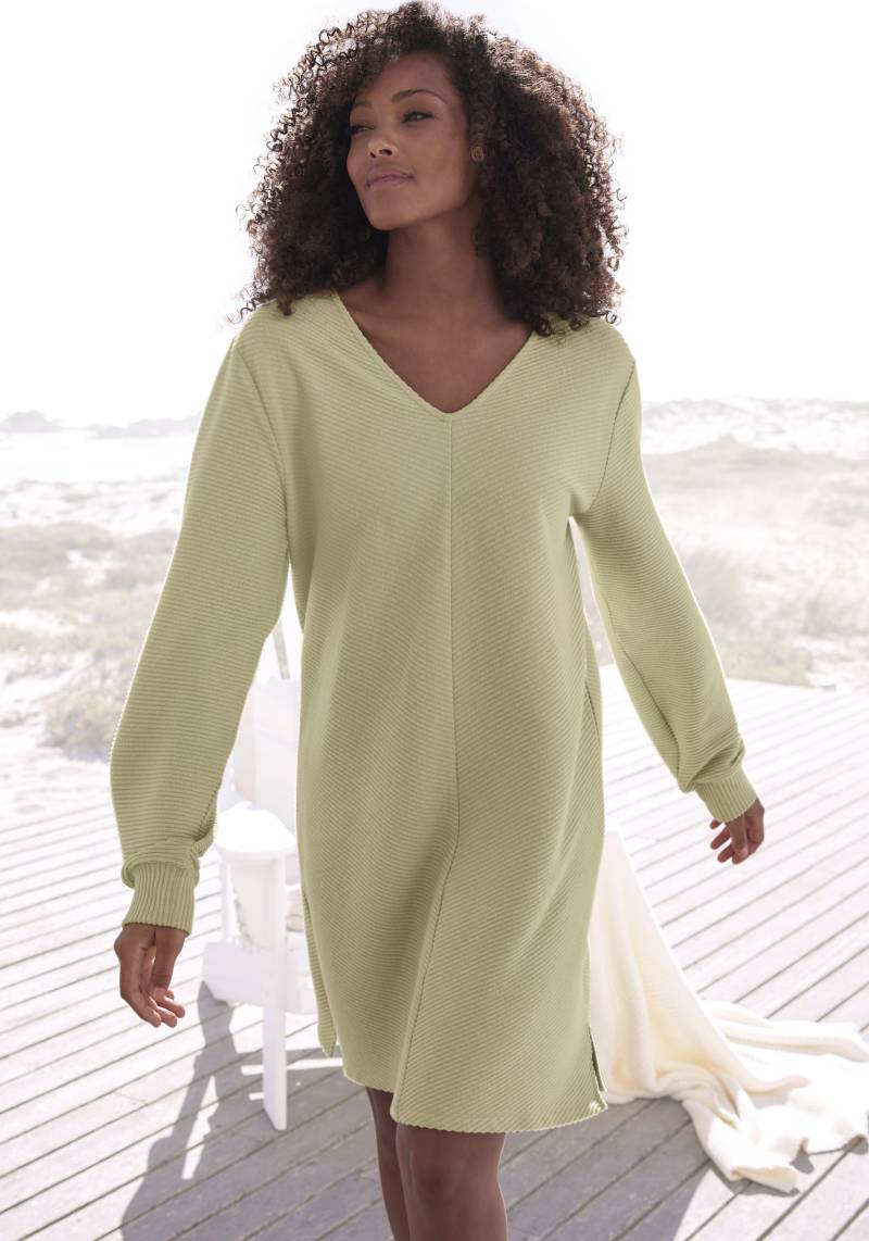 s.Oliver Sweatkleid, Langarmkleid aus Ripp-Qualität mit Teilungsnaht, Loungewear von s.Oliver