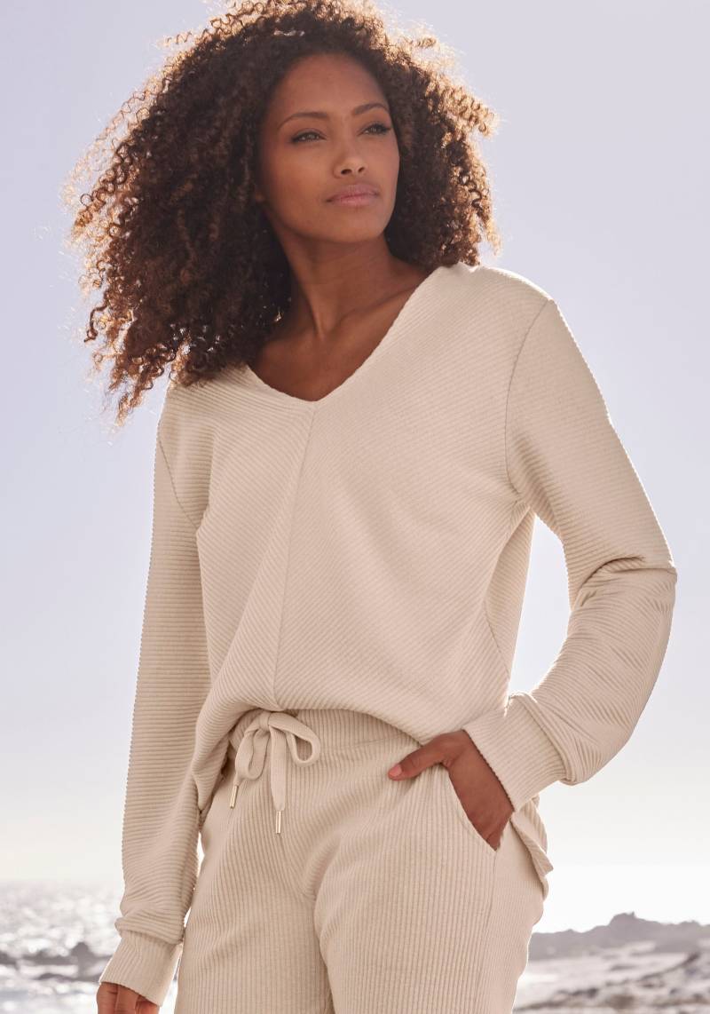 s.Oliver Sweatshirt, Langarmshirt mit V-Ausschnitt und weiche Rippbündchen, Loungewear von s.Oliver