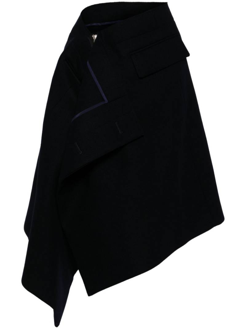 sacai asymmetric wool midi skirt - Blue von sacai