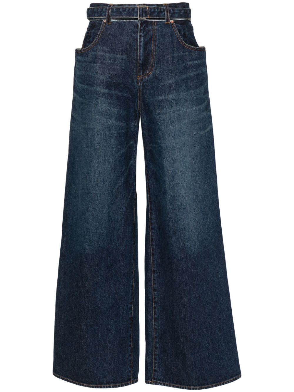 sacai belted high-rise wide-leg jeans - Blue von sacai