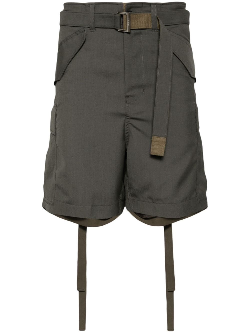 sacai belted knee-length shorts - Green von sacai