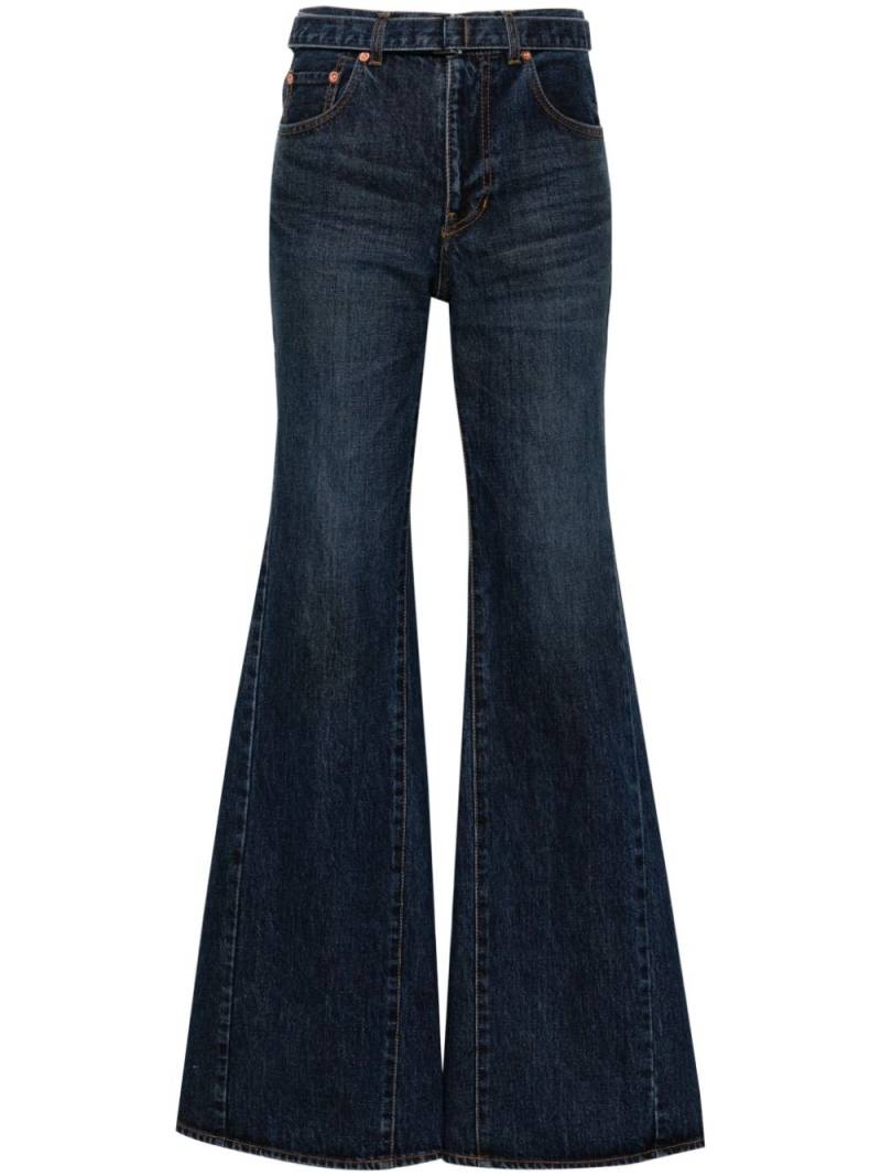 sacai belted mid-rise flared jeans - Blue von sacai