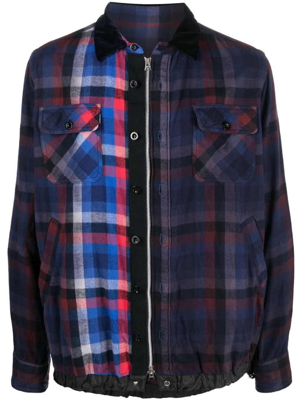 sacai check zipped shirt jacket - Blue von sacai