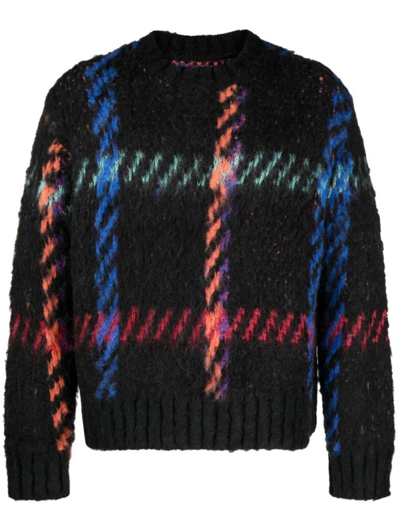 sacai checked crew-neck jumper - Blue von sacai