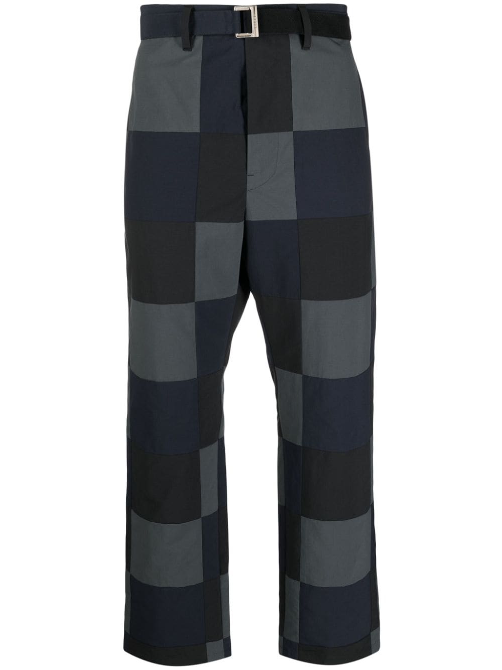 sacai checkerboard-print cotton chino trousers - Black von sacai